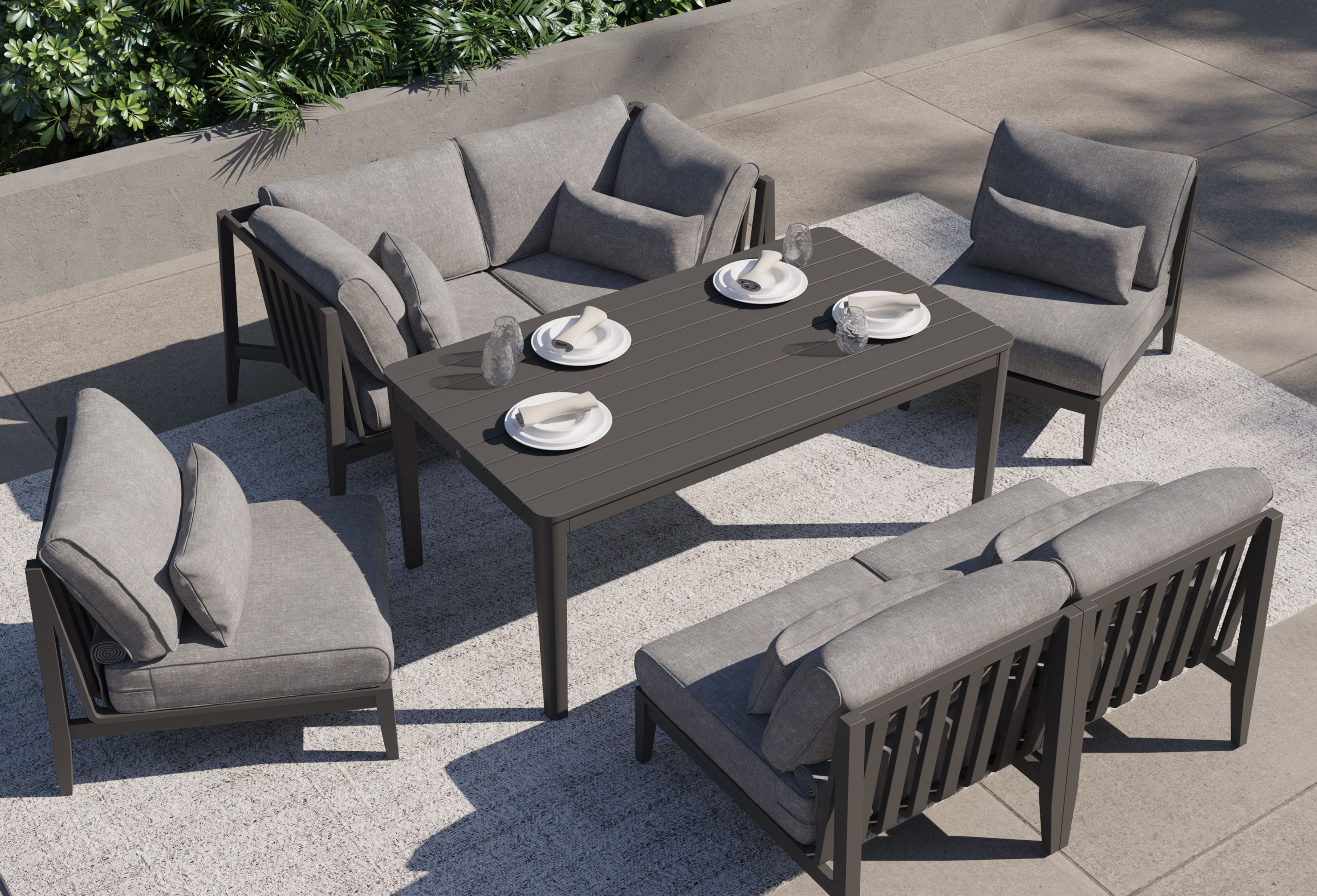 Charcoal Aluminum Outdoor Armchair Conversation Set