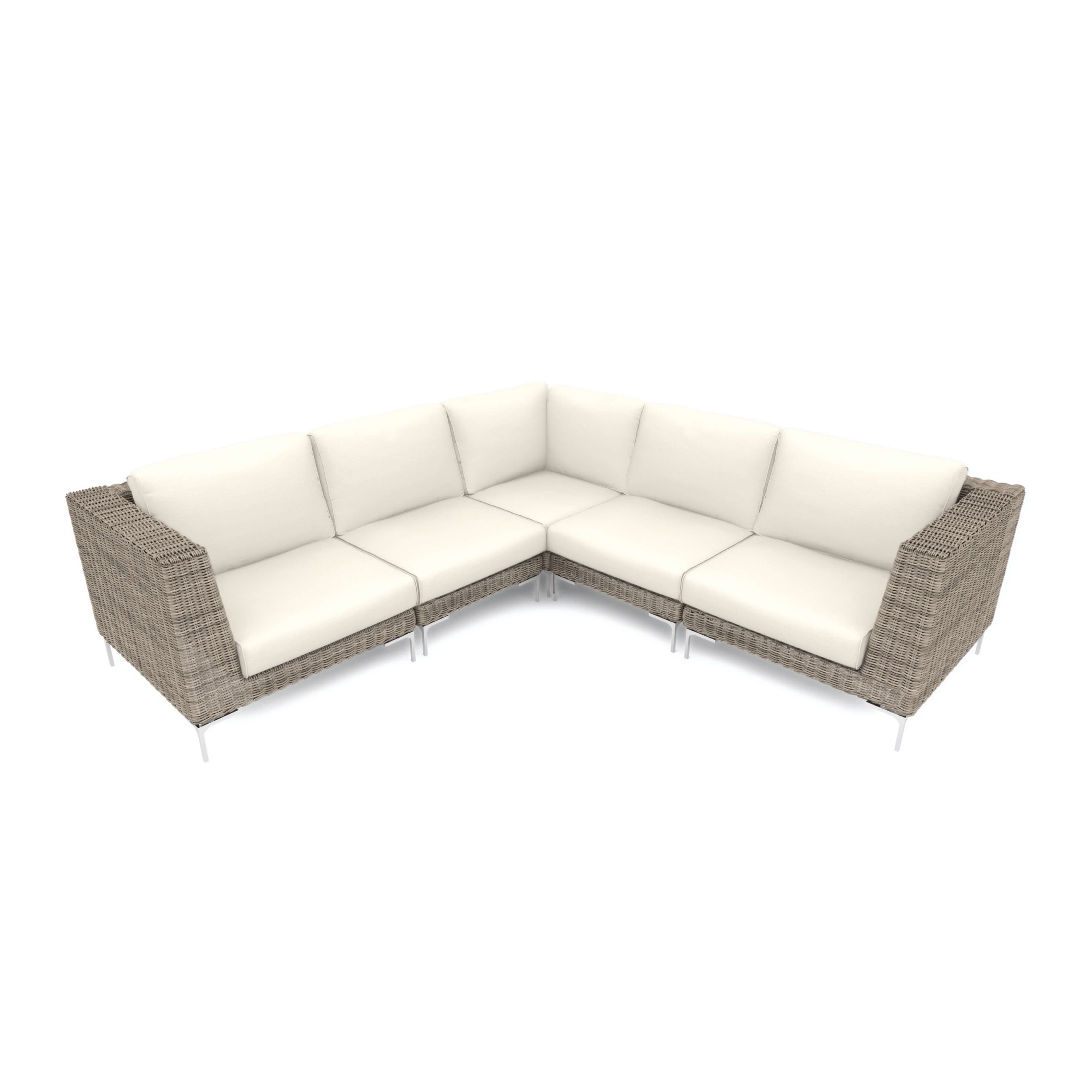 Brown Wicker Outdoor Corner Sectional - 5 Seat