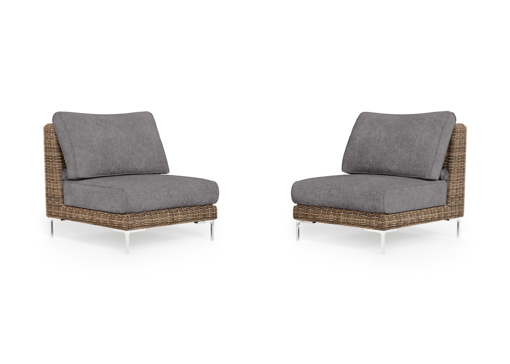 Brown Wicker Outdoor Armless Chair Conversation Set
