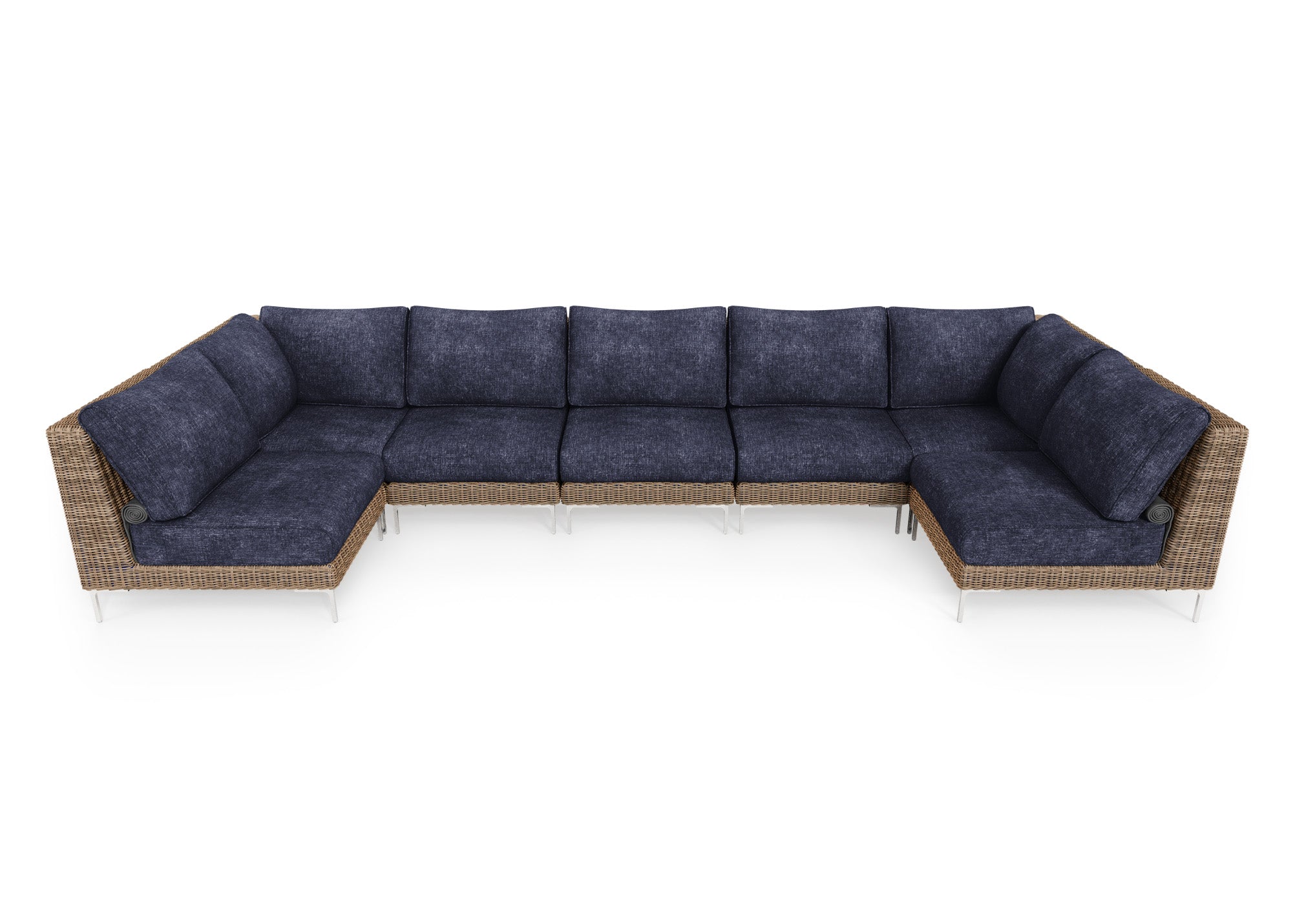Brown Wicker Outdoor U Sectional - 7 Seat