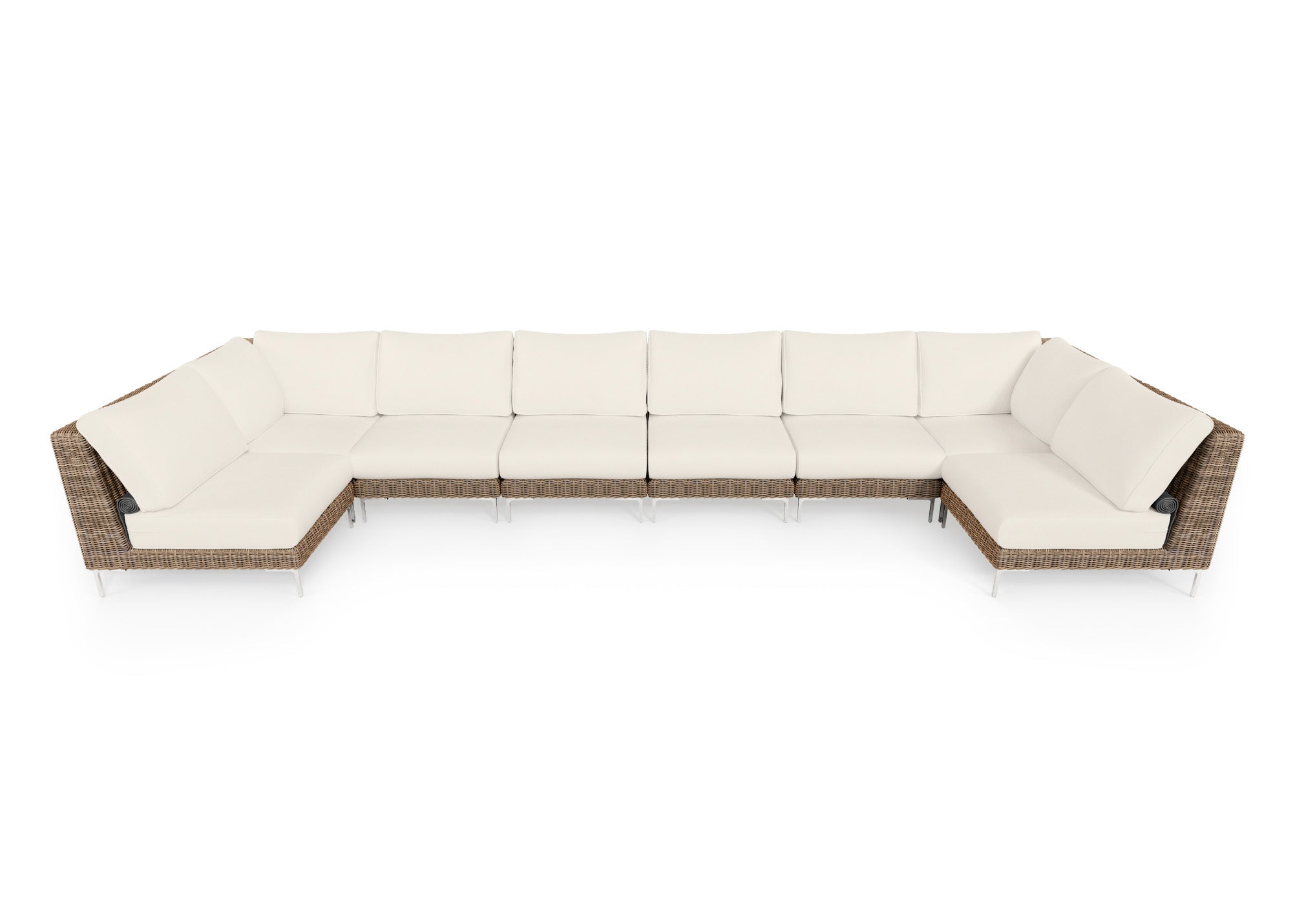 Brown Wicker Outdoor U Sectional - 8 Seat