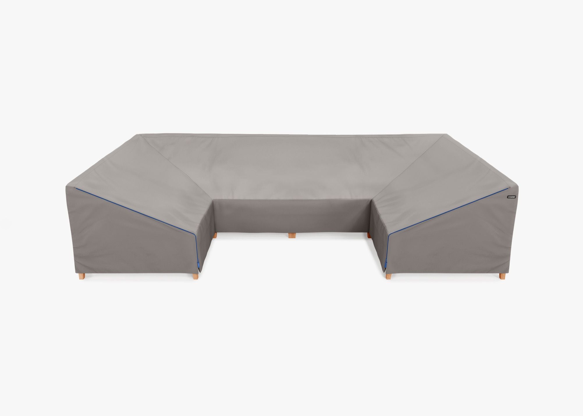 Cover for Teak U Sectional - 6 Seat, front. Custom fit weather protection for your Outer outdoor furniture. #title_default title