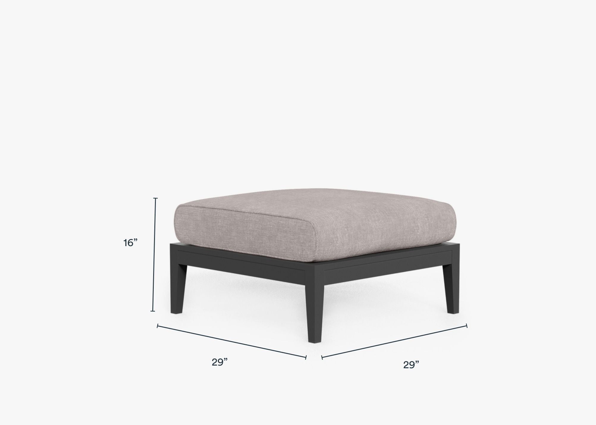 Charcoal Aluminum Outdoor Ottoman dimensions in inches, also listed under Dimensions and Weights. #color_sandstone gray