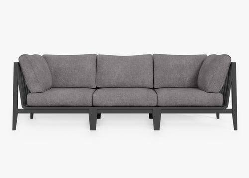 Charcoal Aluminum Outdoor Sofa - 3 Seat, front. Comfortable, durable, and weather resistant outdoor seating with memory foam. #color_dark pebble gray