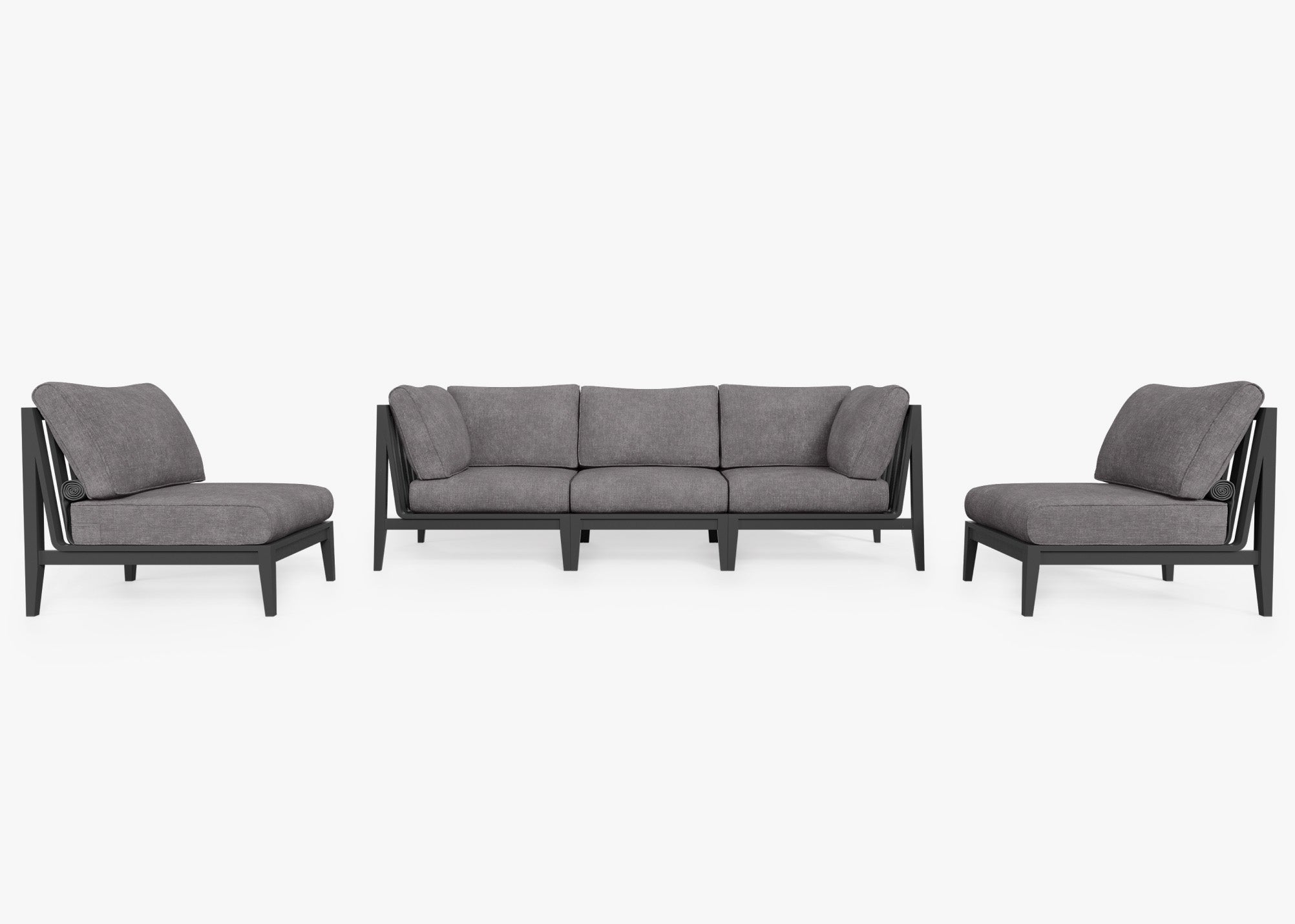 Fabric for Aluminum Sofa with Armless Chairs - 5 Seat