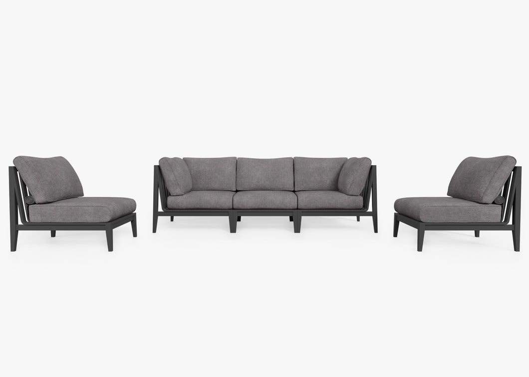 Fabric for Aluminum Sofa with Armless Chairs - 5 Seat