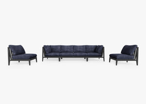 Fabric for Aluminum Sofa with Armless Chairs - 6 Seat