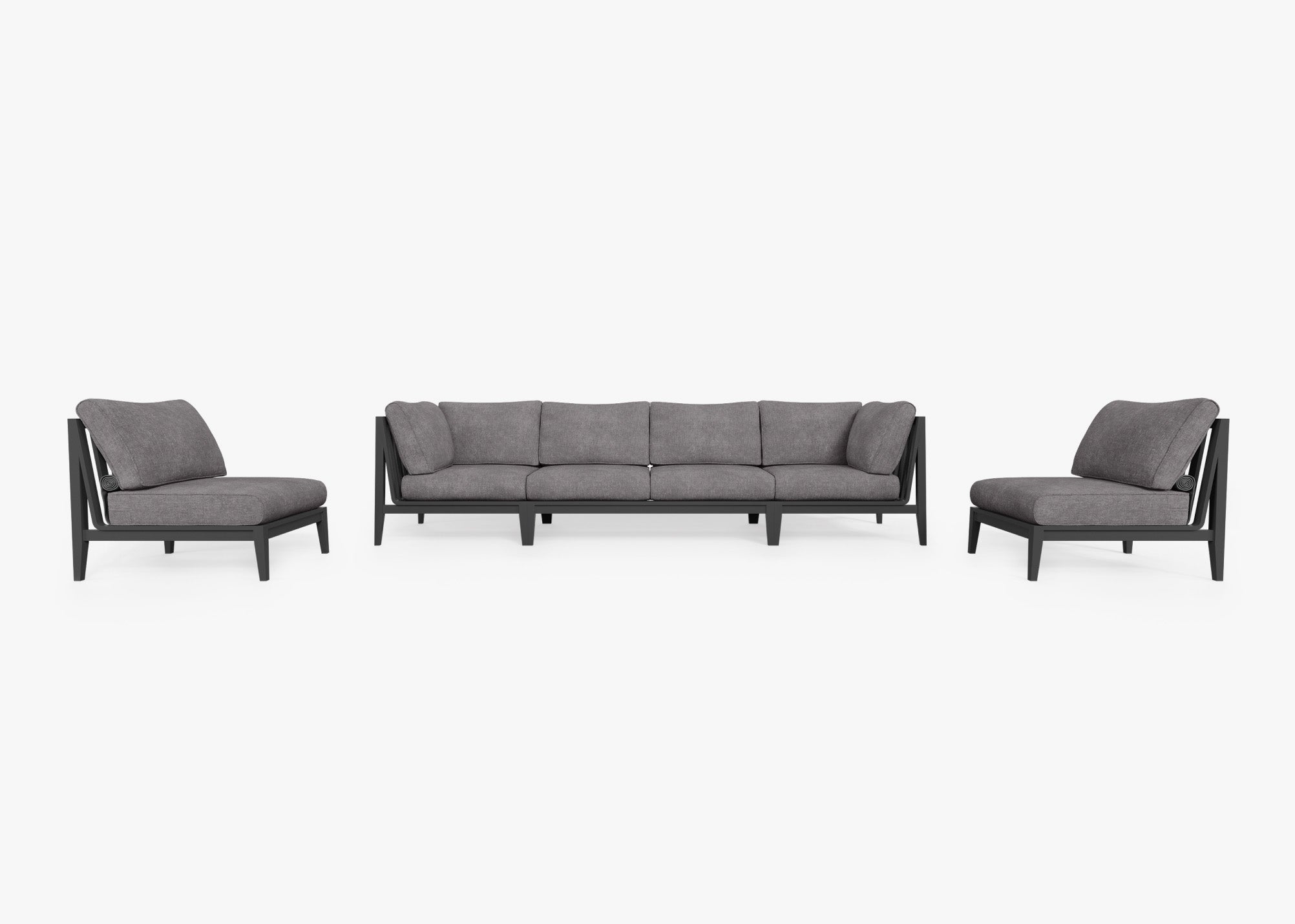 Fabric for Aluminum Sofa with Armless Chairs - 6 Seat