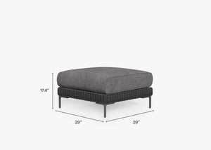 Black Wicker Outdoor Ottoman dimensions in inches, also listed under Dimensions and Weights. #color_dark pebble gray