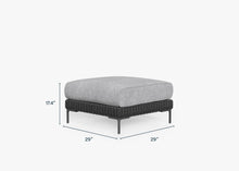 Black Wicker Outdoor Ottoman dimensions in inches, also listed under Dimensions and Weights. #color_pacific fog gray