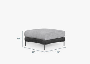 Black Wicker Outdoor Ottoman dimensions in inches, also listed under Dimensions and Weights. #color_pacific fog gray