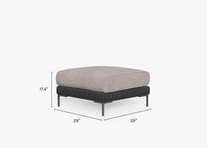 Black Wicker Outdoor Ottoman dimensions in inches, also listed under Dimensions and Weights. #color_sandstone gray