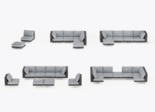 Black Wicker Outdoor Ottoman #color_dark pebble gray