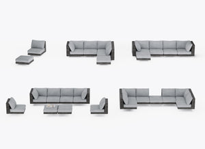Black Wicker Outdoor Ottoman #color_dark pebble gray