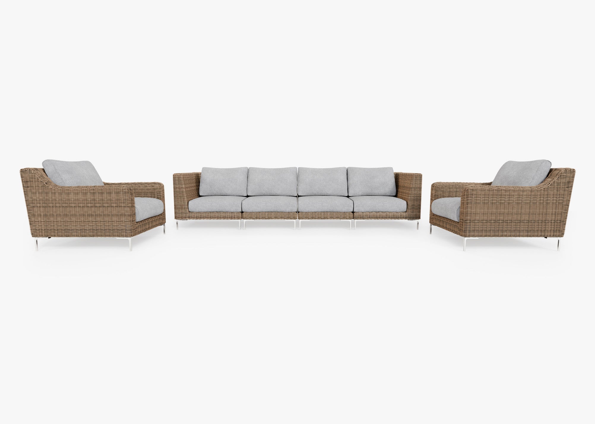 Fabric for Wicker Sofa with Armchairs - 6 Seat