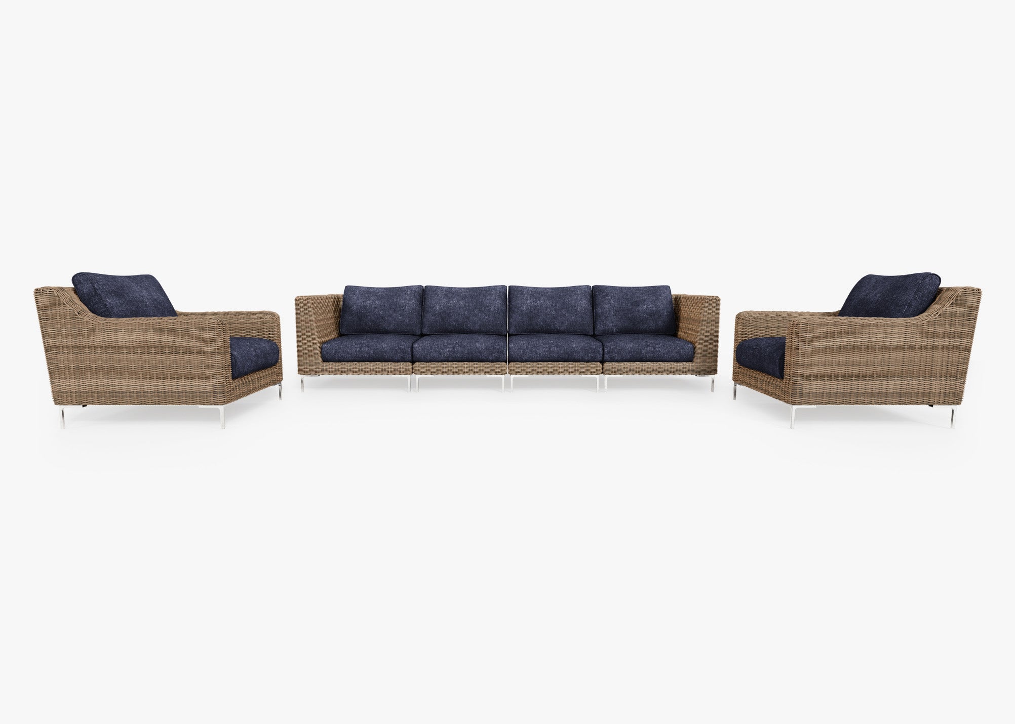 Fabric for Wicker Sofa with Armchairs - 6 Seat