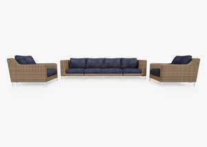 Fabric for Wicker Sofa with Armchairs - 6 Seat