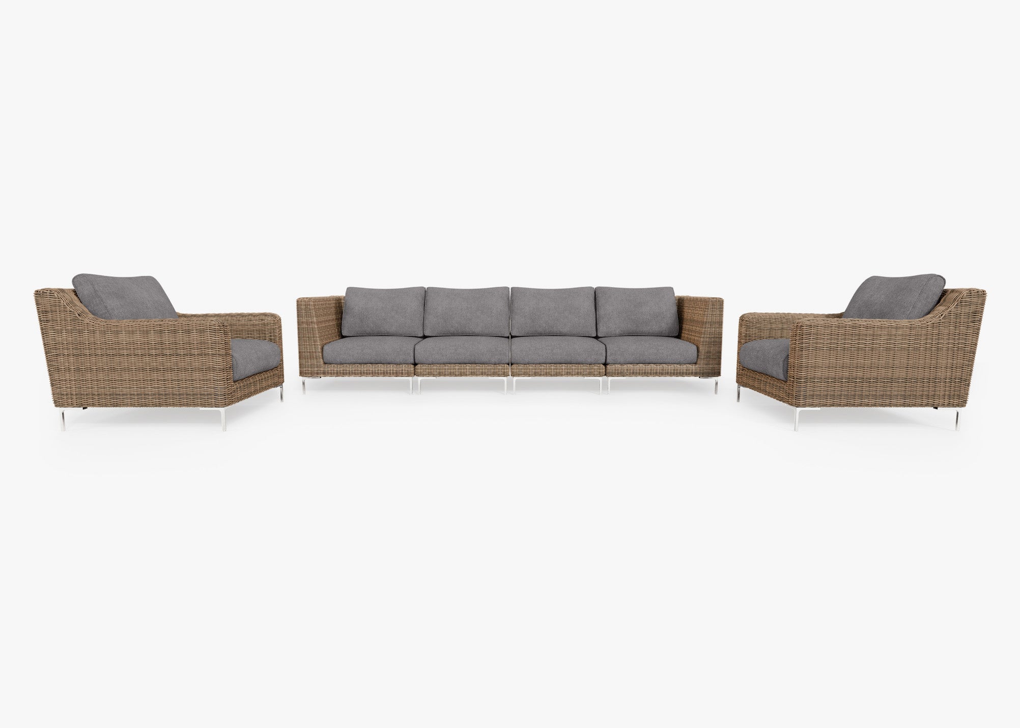 Fabric for Wicker Sofa with Armchairs - 6 Seat
