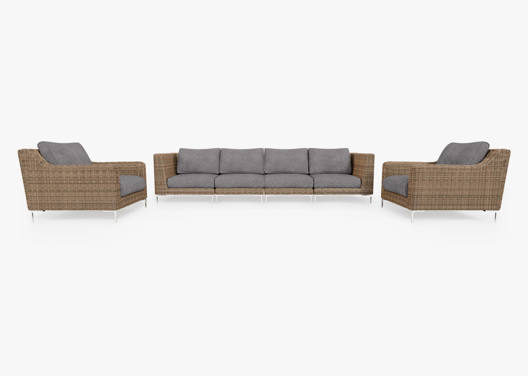 Fabric for Wicker Sofa with Armchairs - 6 Seat
