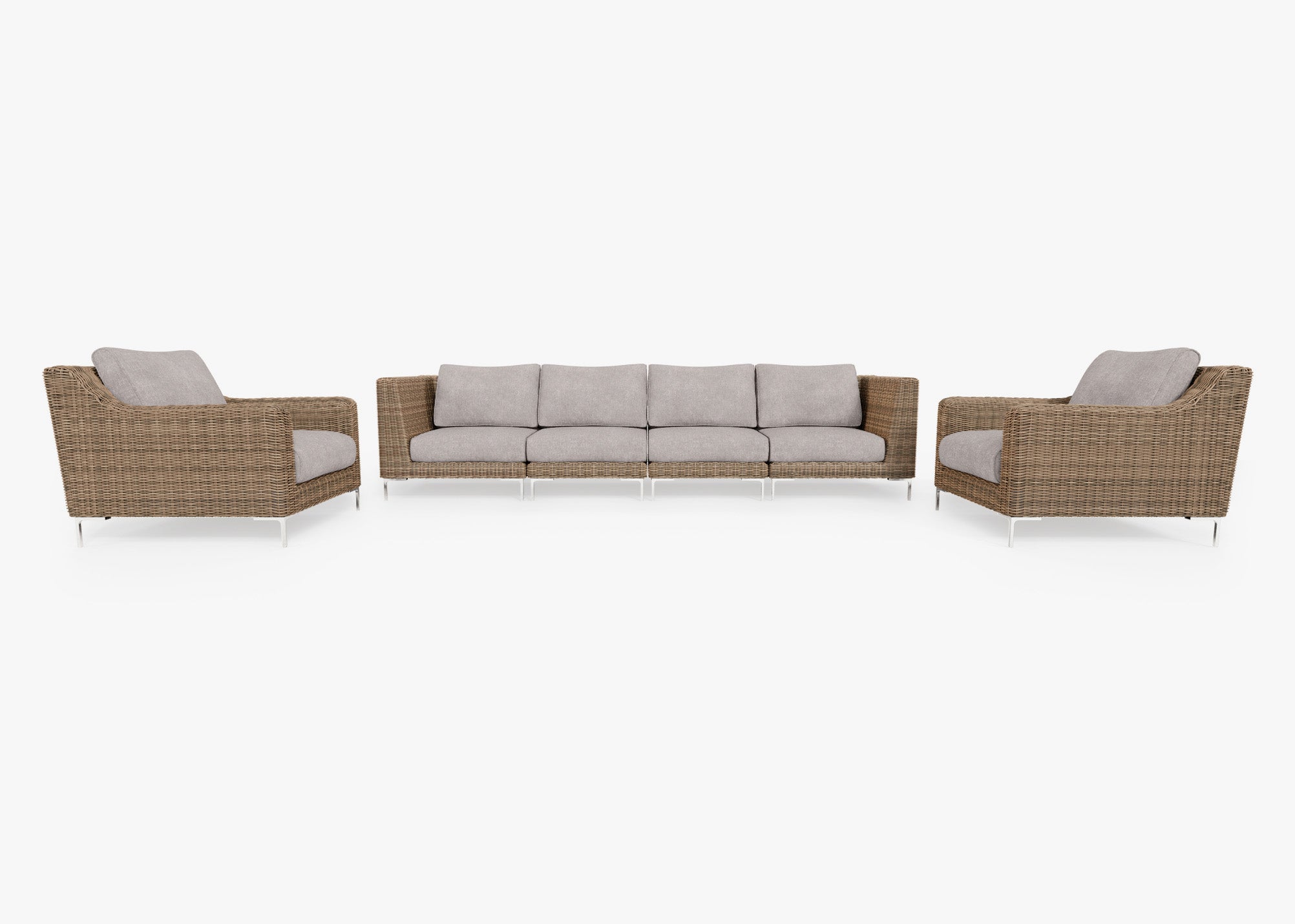 Fabric for Wicker Sofa with Armchairs - 6 Seat