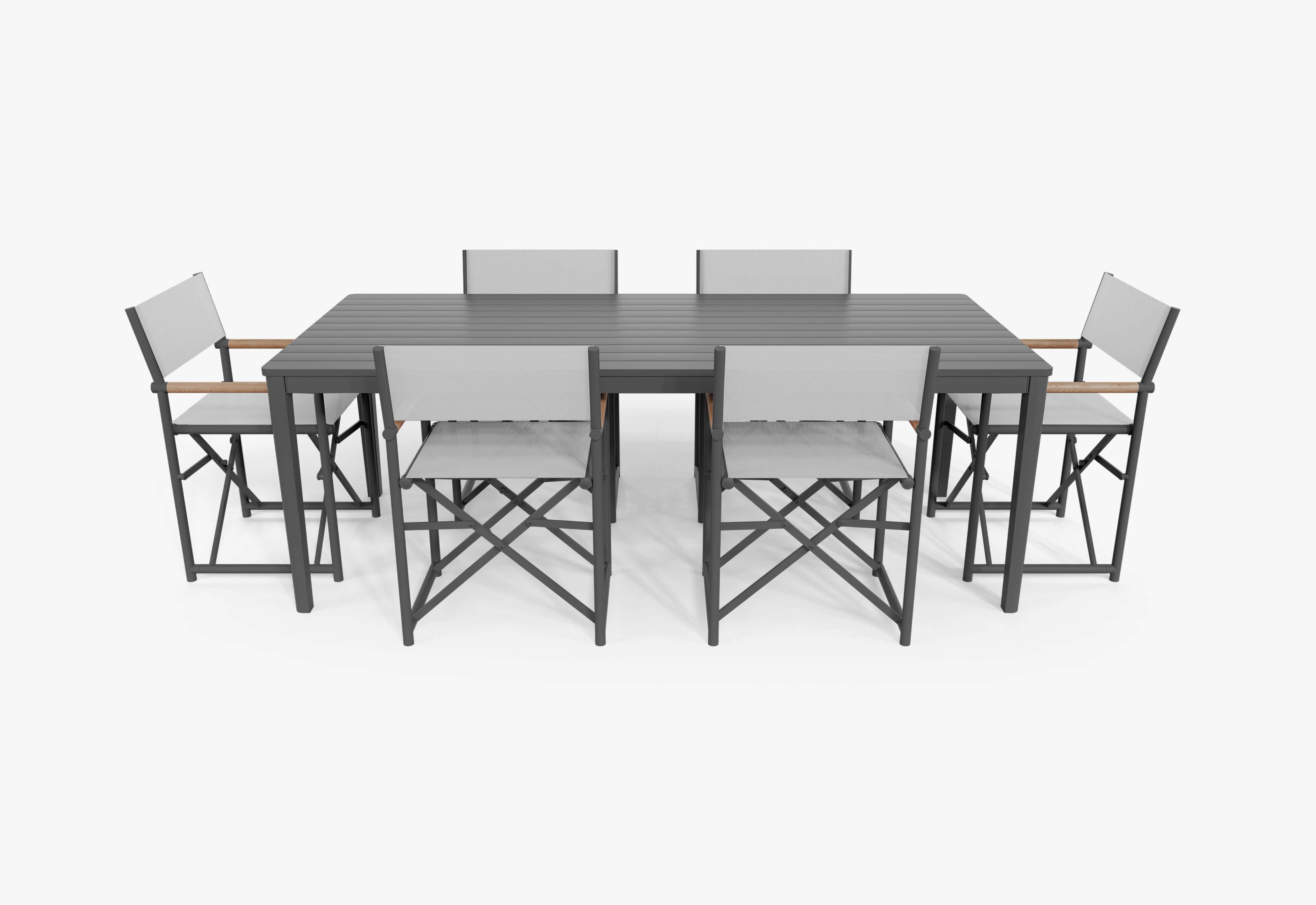 Aluminum Outdoor Rectangular Dining Table + 6 Aluminum Director's Chairs