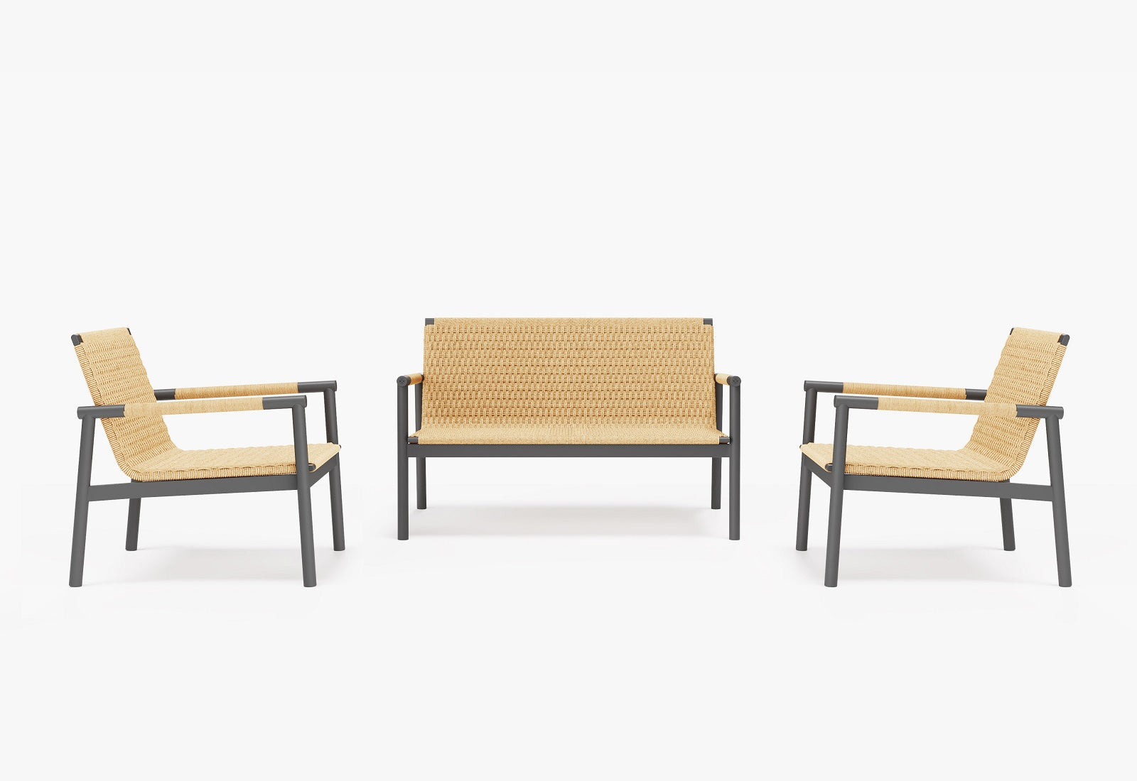 Wicker + Aluminum Flex Loveseat and Conversation Set