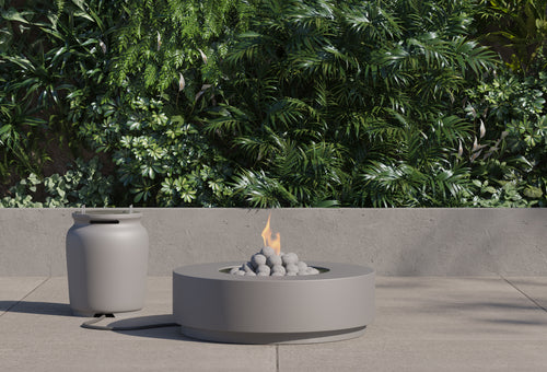 Concrete Fire Pit Table Cooking Set + Propane Tank Cover - Round
