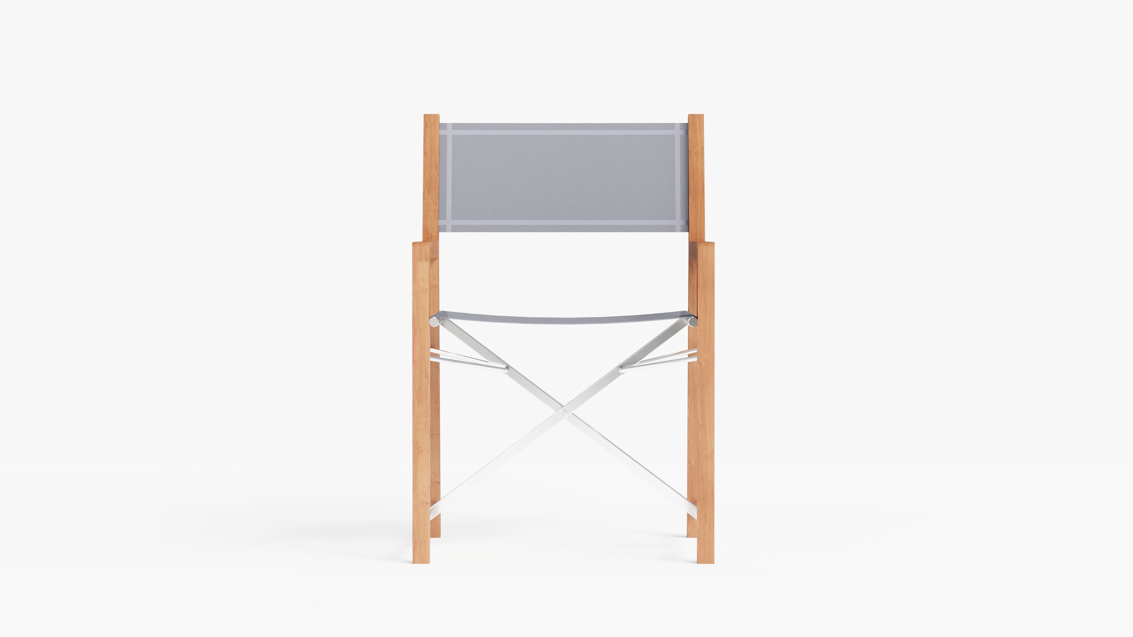 Teak Dining Director's Chair, gray, front view. #color_gray