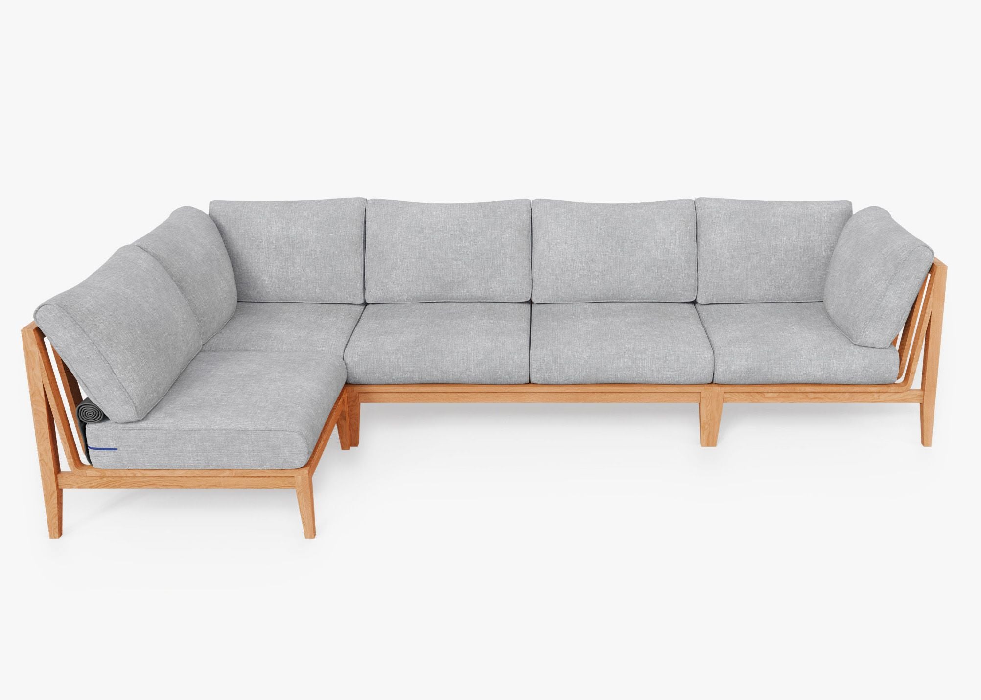 The Teak Outdoor L Sectional - 5 Seat in Pacific Fog Gray. #title_default title