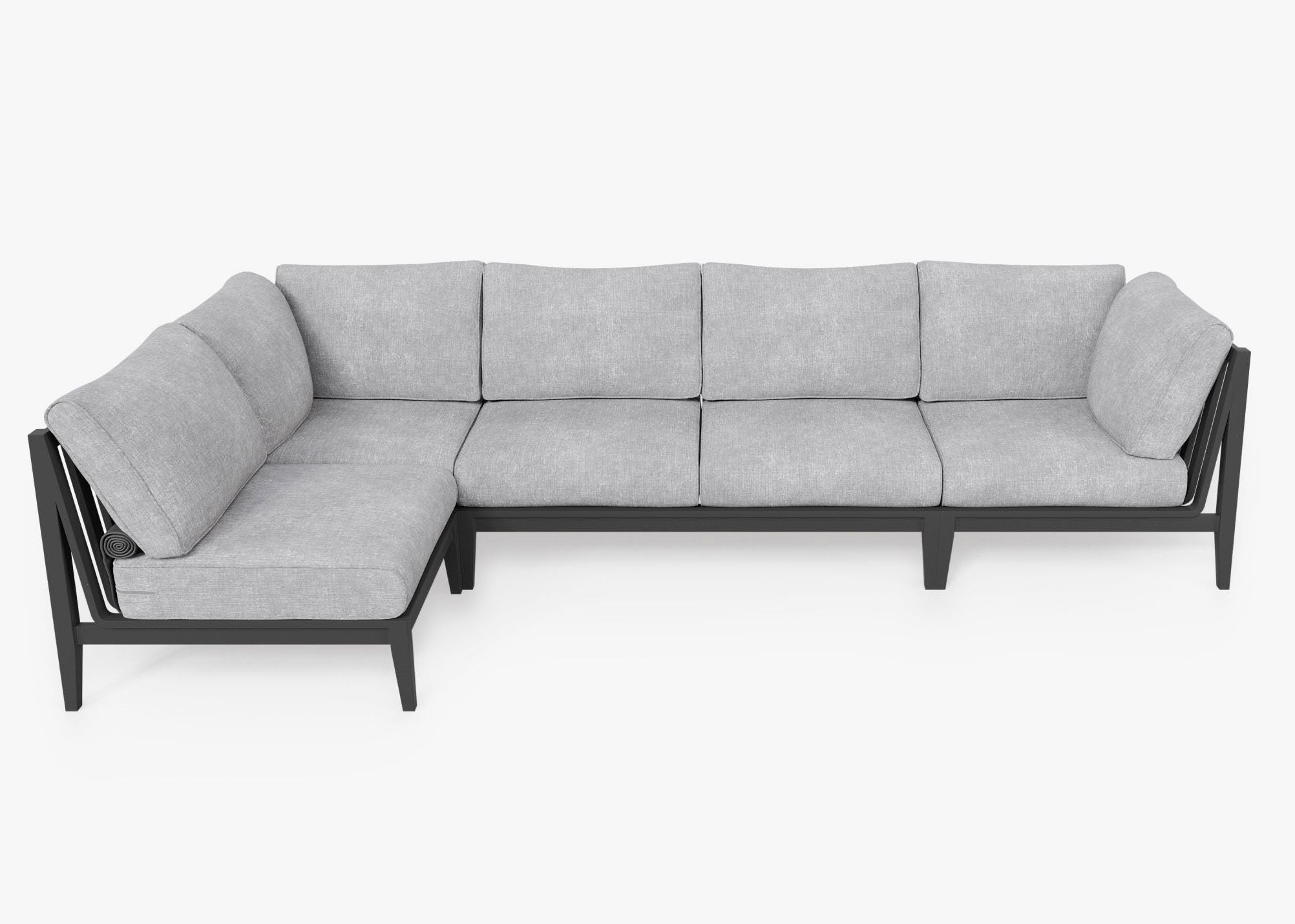 The Aluminum L Sectional - 5 Seat in Pacific Fog Gray. #title_default title