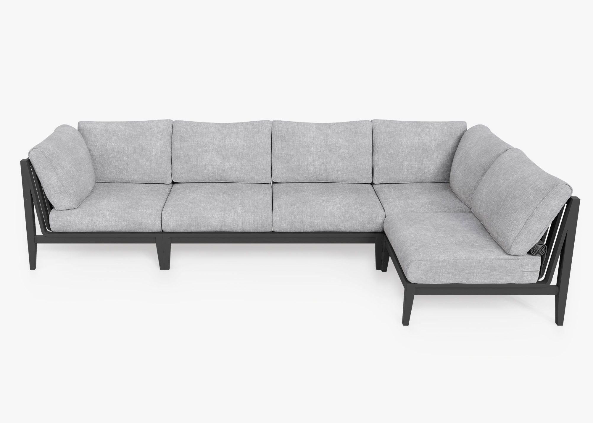 The Aluminum L Sectional - 5 Seat in Pacific Fog Gray. #title_default title