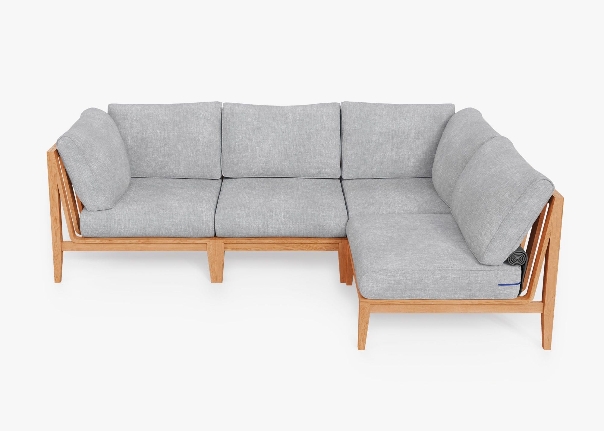 The Teak L Sectional - 4 Seat in Pacific Fog Gray. #title_default title