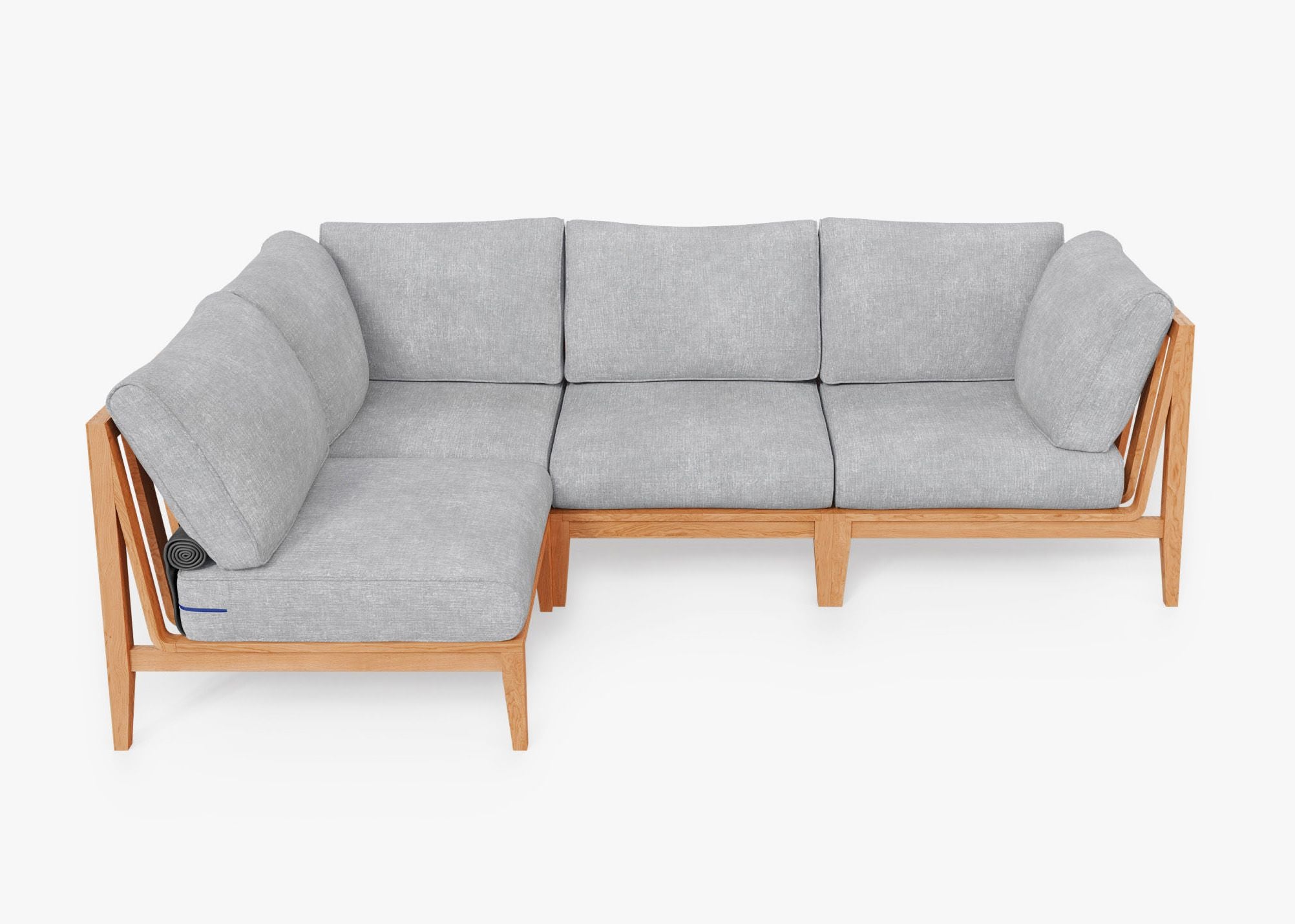 The Teak L Sectional - 4 Seat in Pacific Fog Gray. #title_default title