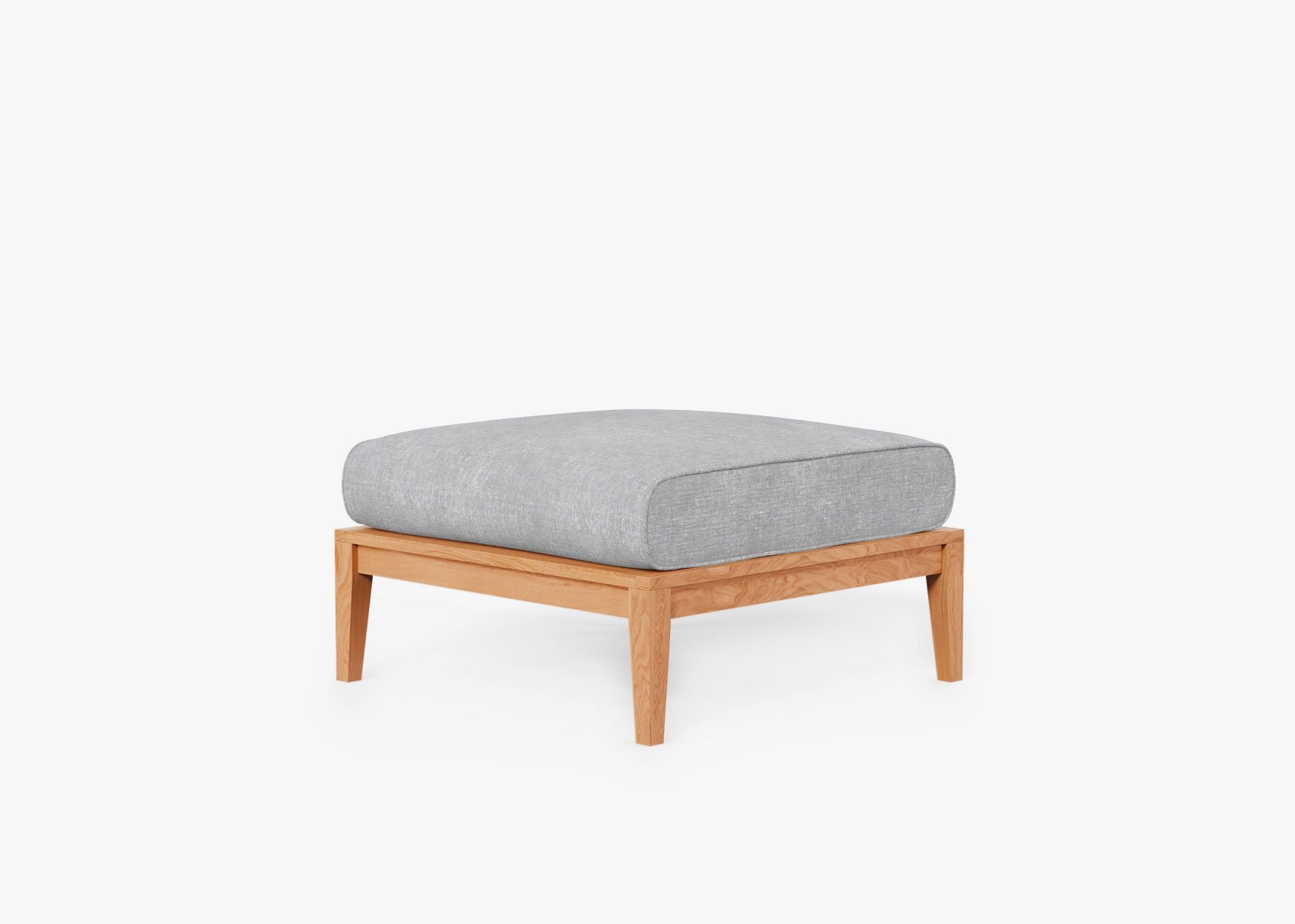 Teak Ottoman in Pacific Fog Gray, 3/4 view #title_default title
