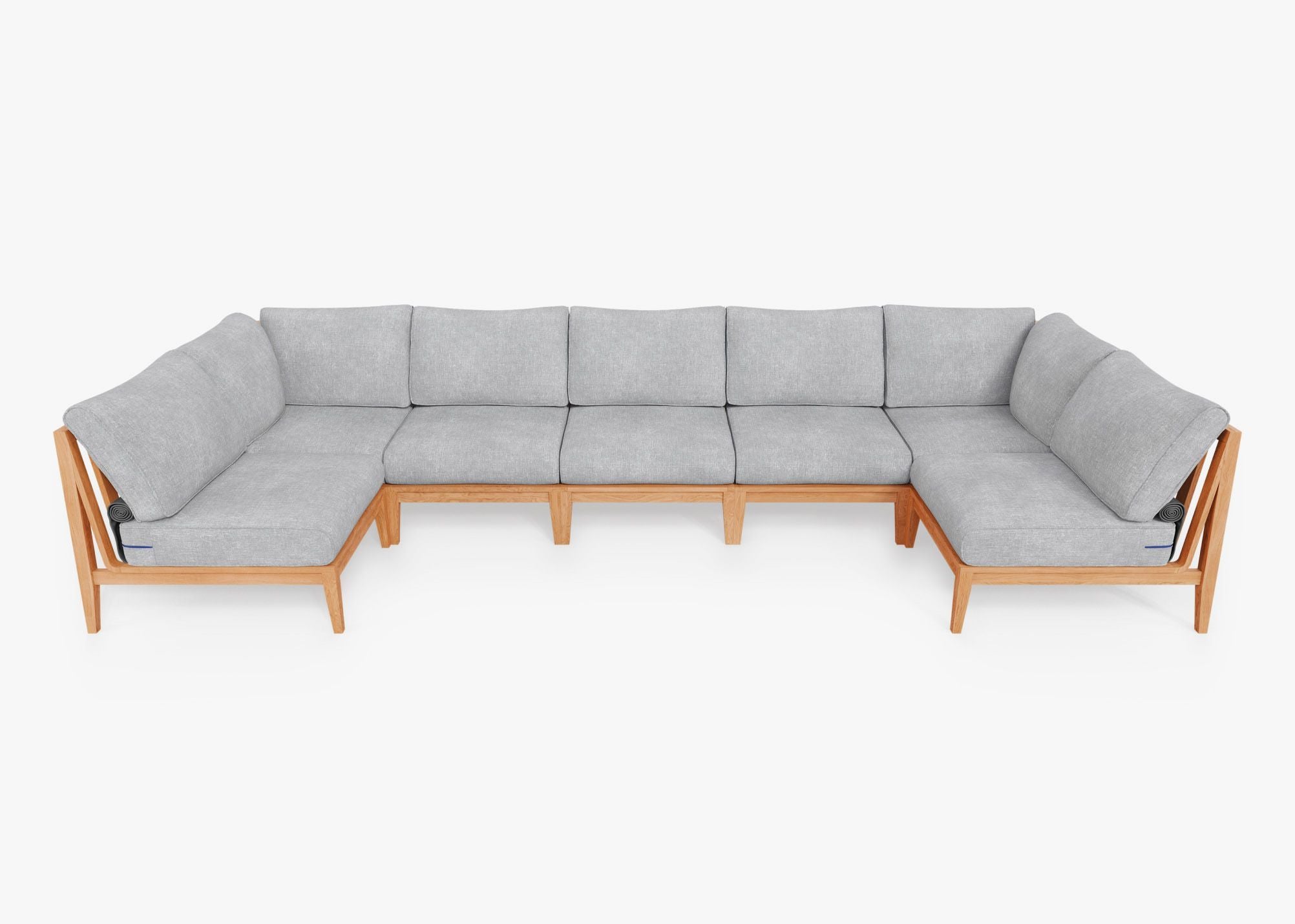 Teak Outdoor U Sectional - 7 Seat, front. #title_default title