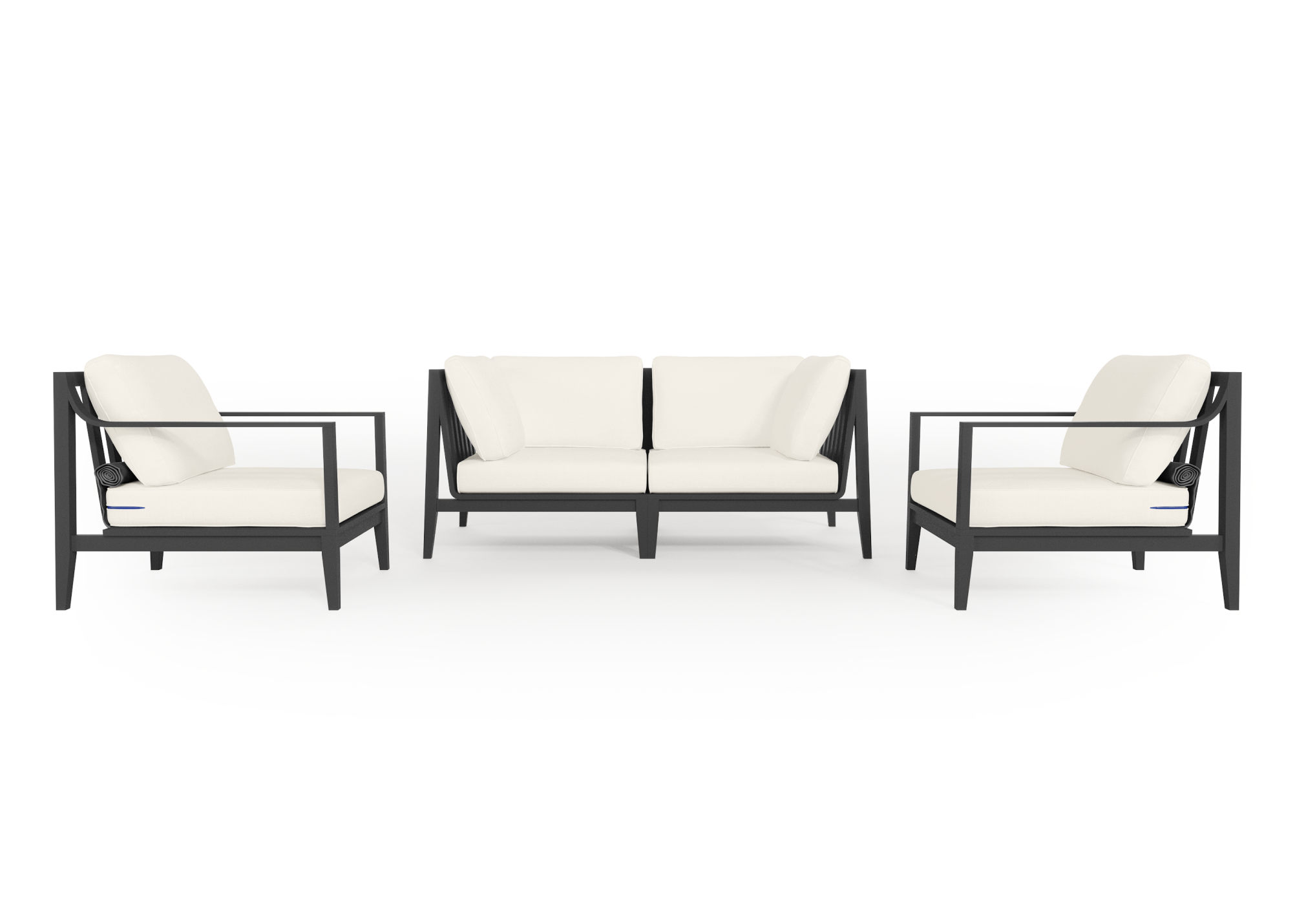 Charcoal Aluminum Outdoor Loveseat with Armchairs - 4 Seat