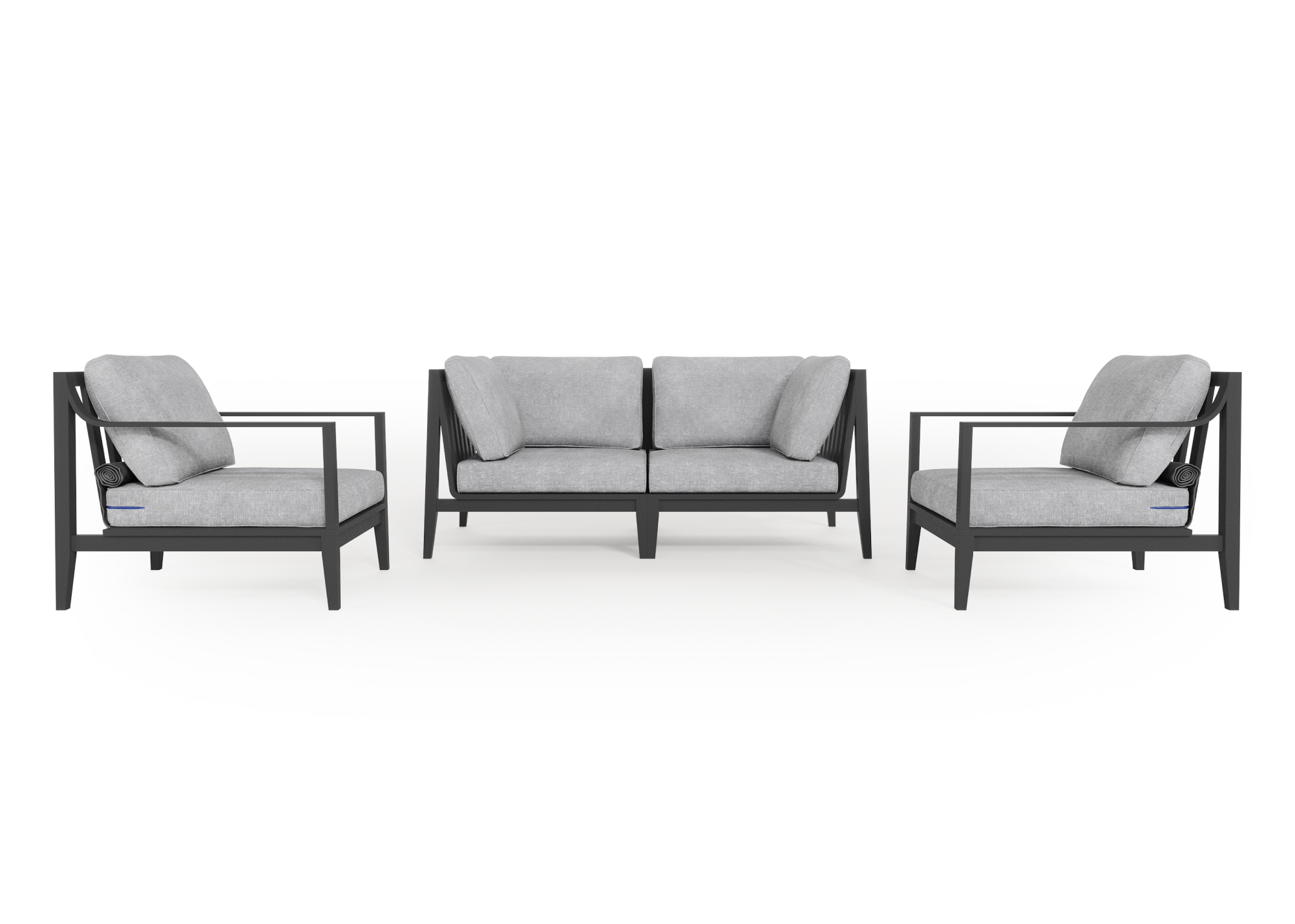 Charcoal Aluminum Outdoor Loveseat with Armchairs - 4 Seat