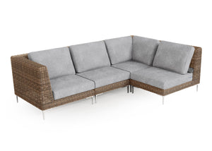Brown Wicker Outdoor L Sectional - 4 Seat