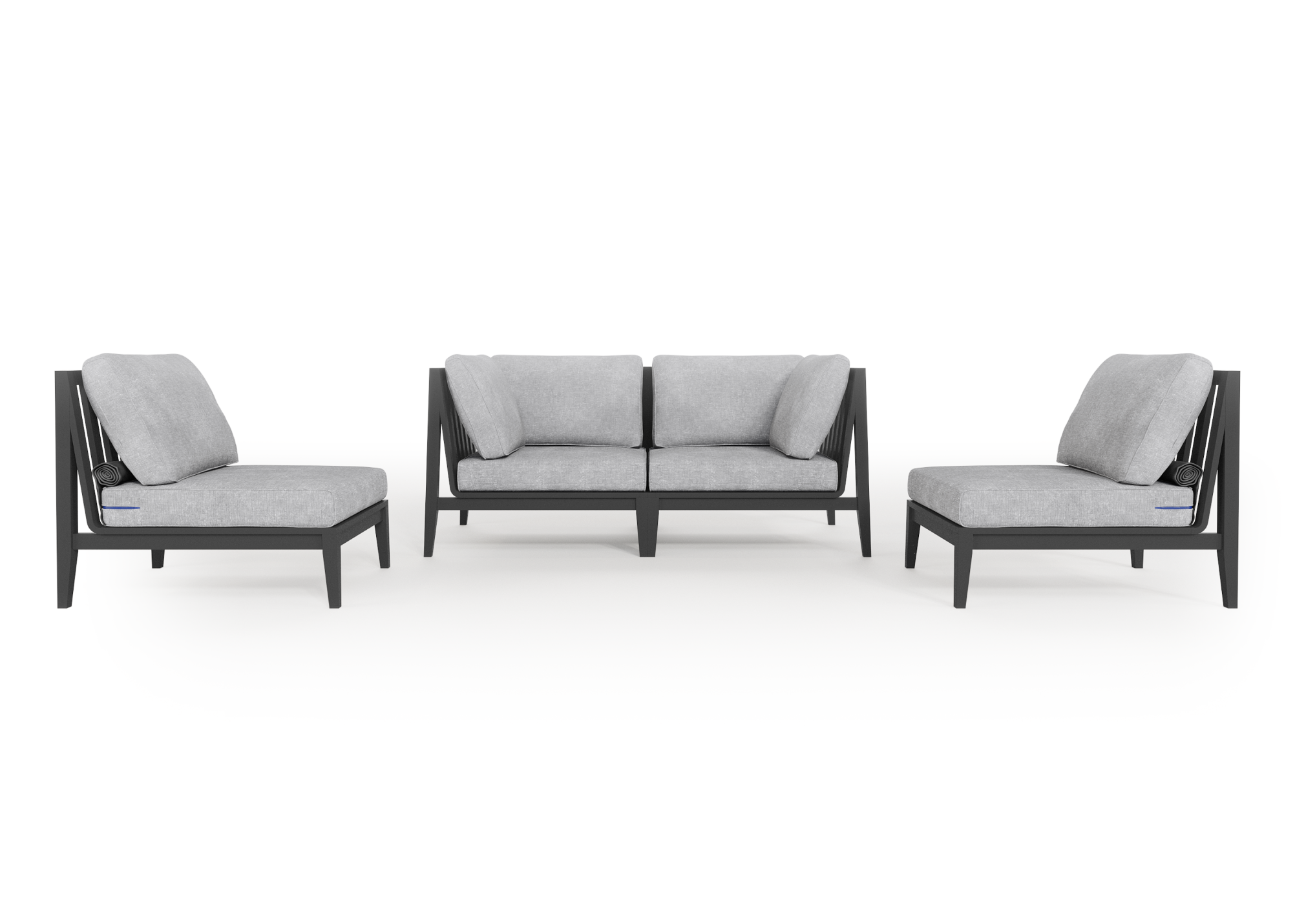 Charcoal Aluminum Outdoor Loveseat with Armless Chairs - 4 Seat