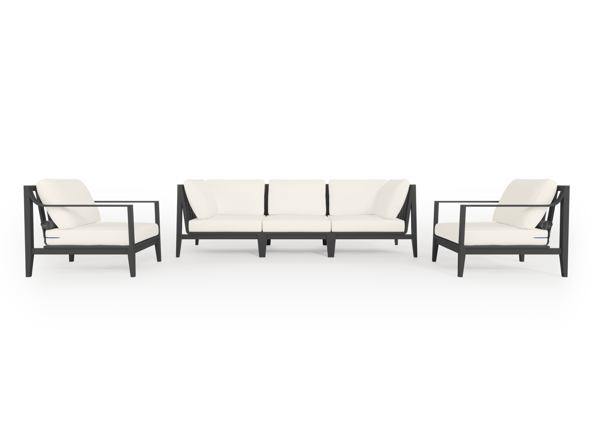Charcoal Aluminum Outdoor Sofa with Armchairs - 5 Seat