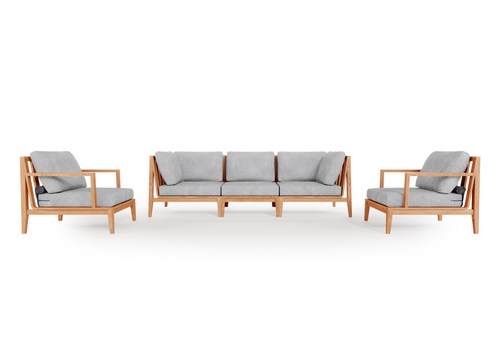 Teak Outdoor Sofa with Armchairs - 5 Seat