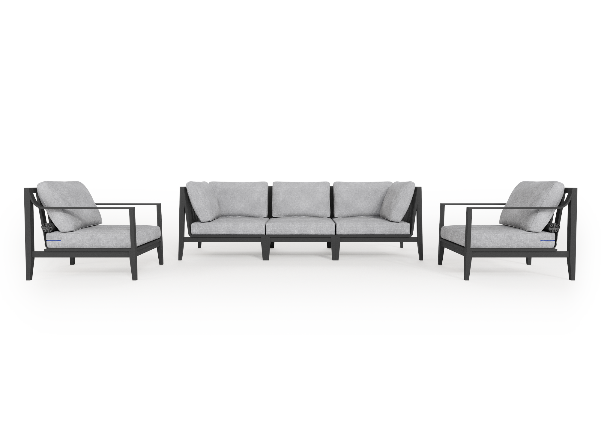 Charcoal Aluminum Outdoor Sofa with Armchairs - 5 Seat
