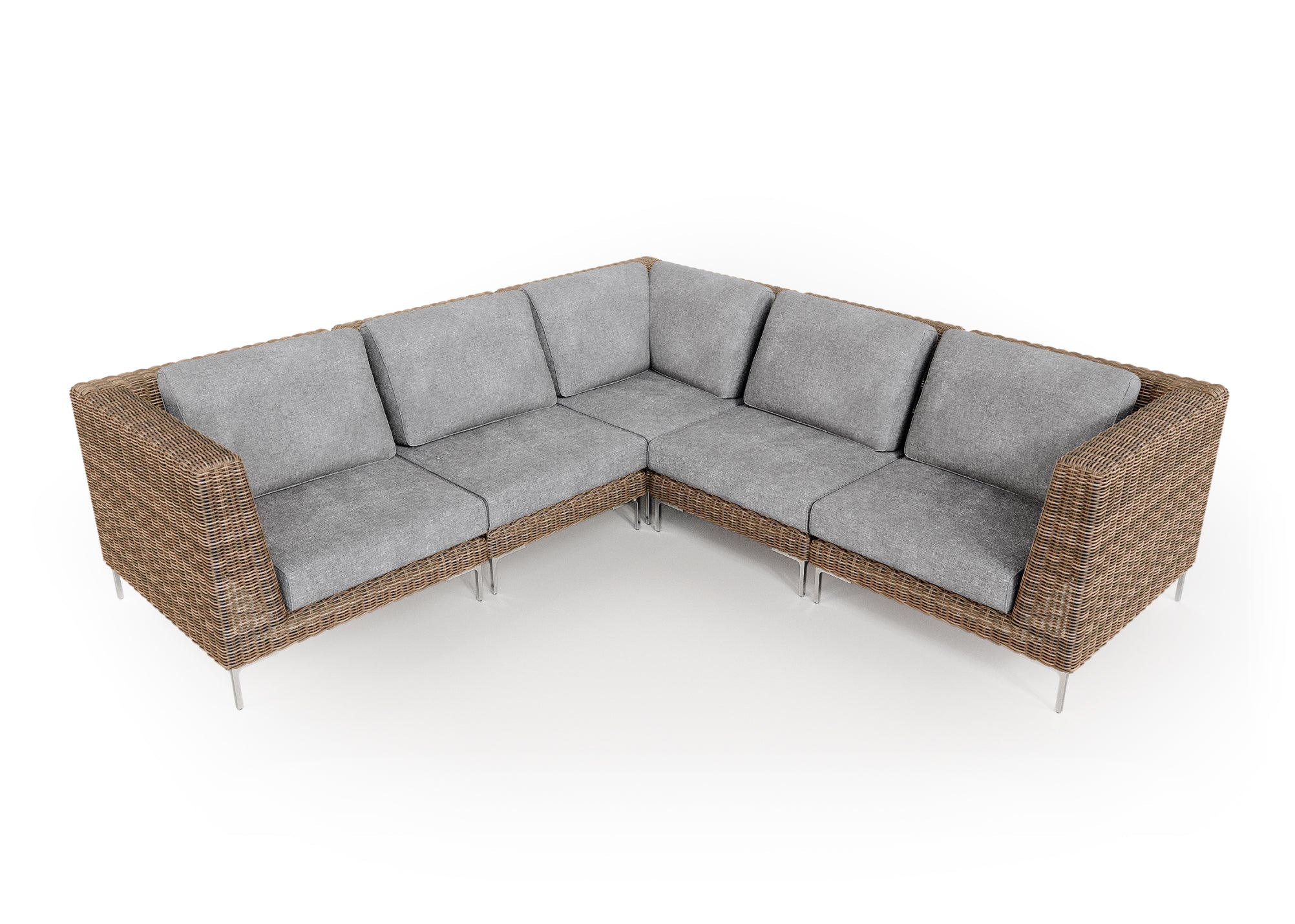 Brown Wicker Outdoor Corner Sectional - 5 Seat