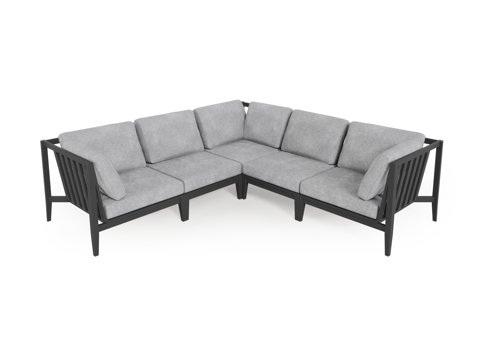 Charcoal Aluminum Outdoor Corner Sectional - 5 Seat