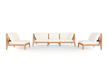 Teak Outdoor Sofa with Armless Chairs - 5 Seat