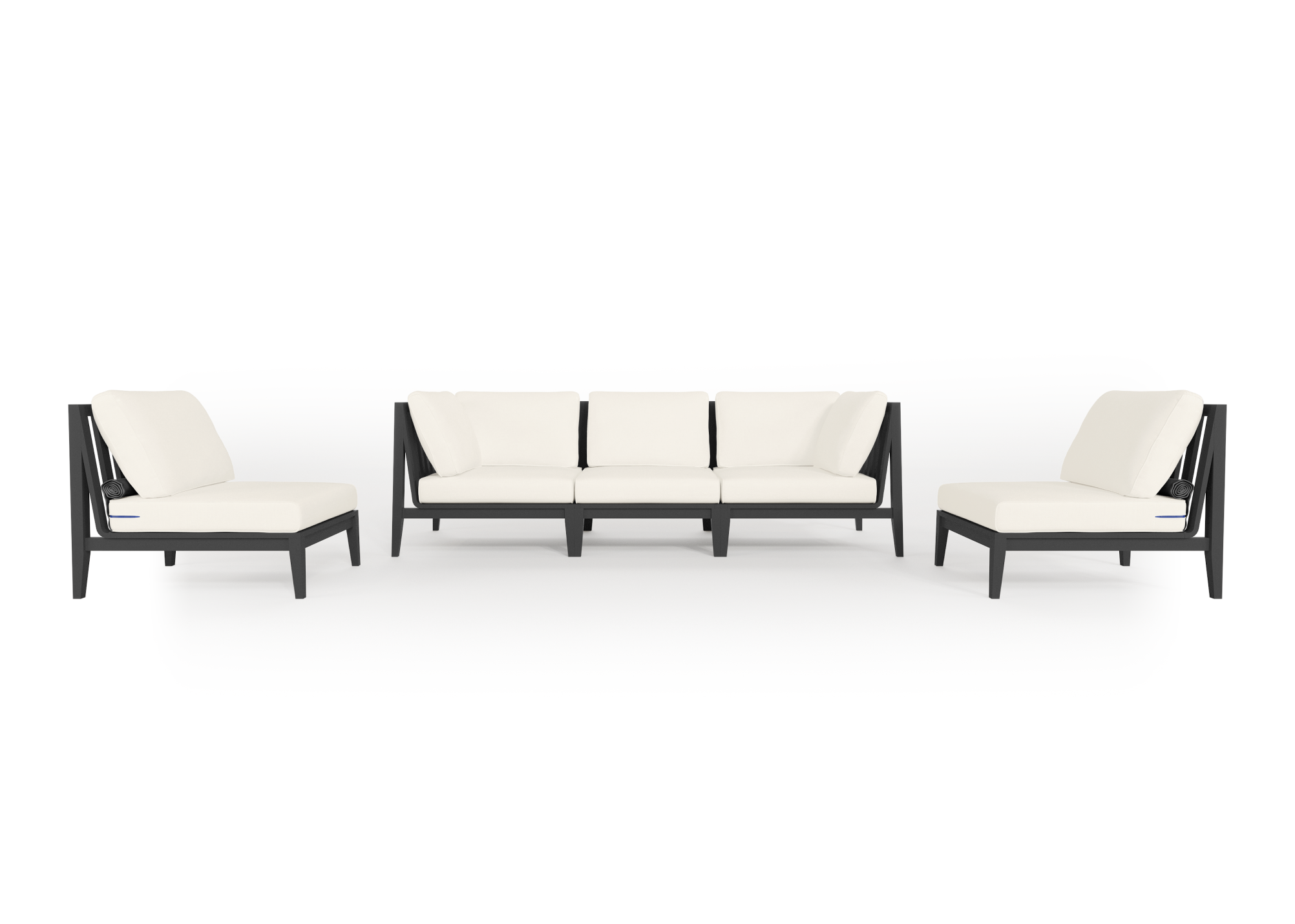Charcoal Aluminum Outdoor Sofa with Armless Chairs - 5 Seat