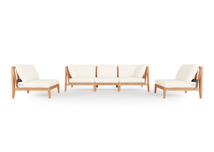 Teak Outdoor Sofa with Armless Chairs - 5 Seat