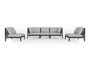 Charcoal Aluminum Outdoor Sofa with Armless Chairs - 5 Seat