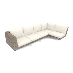 Brown Wicker Outdoor L Sectional - 5 Seat