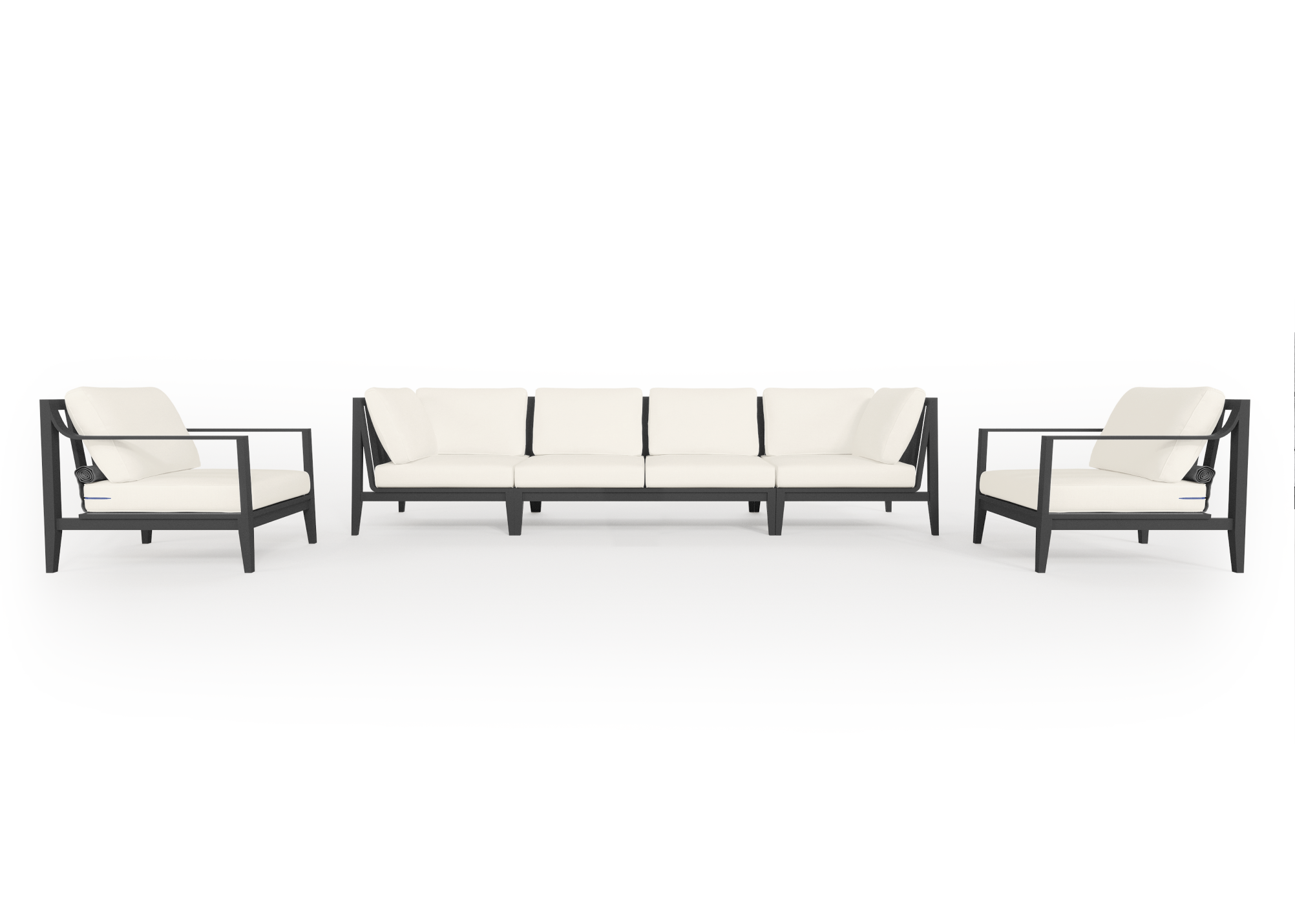Charcoal Aluminum Outdoor Sofa with Armchairs - 6 Seat